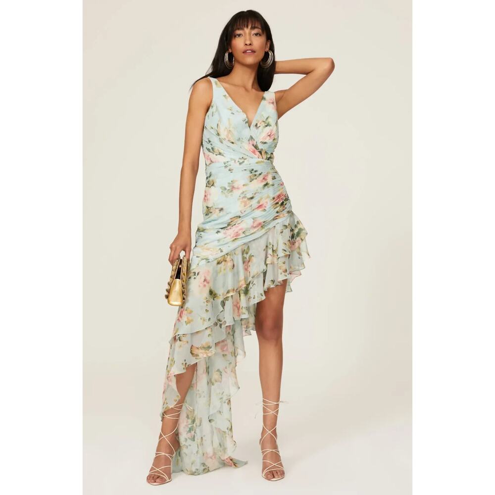 Ieena for Mac Duggal Floral Ruffle Hem Dress - Size 2
